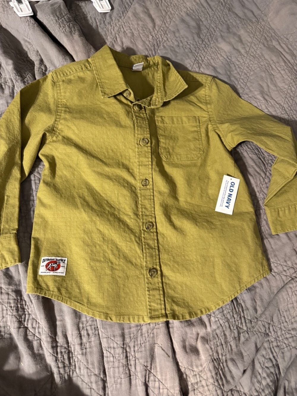 Old Navy Boys' Olive Button-Down Shirt